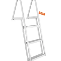 VEVOR Dock Ladder, Removable 3 Steps, 350 lbs Load Capacity, Aluminum Alloy Pontoon Boat Ladder with 4'' Wide Step & Nonslip Mat, Easy to Install for Ship/Lake/Pool/Marine Boarding