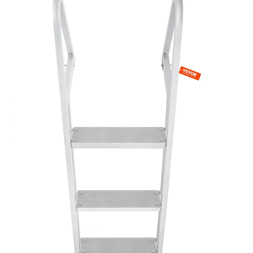 VEVOR Dock Ladder, Removable 3 Steps, 350 lbs Load Capacity, Aluminum Alloy Pontoon Boat Ladder with 4'' Wide Step & Nonslip Mat, Easy to Install for Ship/Lake/Pool/Marine Boarding