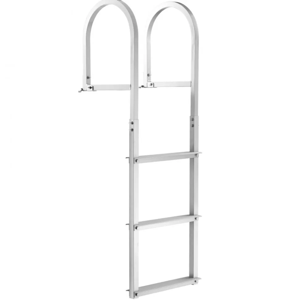 VEVOR Dock Ladder, Removable 3 Steps, 500 lbs Load Capacity, Aluminum Alloy Pontoon Boat Ladder with 3.1'' Wide Step & Nonslip Rubber Mat, Easy to Install for Ship/Lake/Pool/Marine Boarding