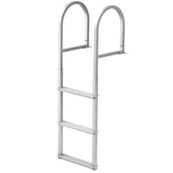 VEVOR Dock Ladder, Removable 3 Steps, 500 lbs Load Capacity, Aluminum Alloy Pontoon Boat Ladder with 3.1'' Wide Step & Nonslip Rubber Mat, Easy to Install for Ship/Lake/Pool/Marine Boarding