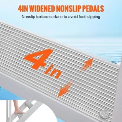 VEVOR Dock Ladder 4 Step, Dock Stairs 30''-38'' Adjustable Height, 500 lbs Load Capacity, Aluminum Pontoon Boat Ladder with Dual Handrails & Nonslip Mat for Ship/Lake/Pool/Marine Boarding