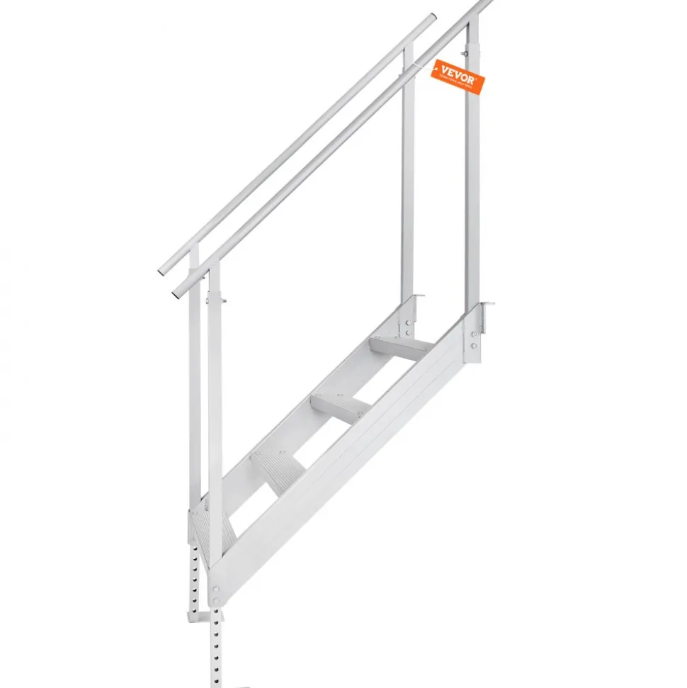 VEVOR Dock Ladder 4 Step, Dock Stairs 30''-38'' Adjustable Height, 500 lbs Load Capacity, Aluminum Pontoon Boat Ladder with Dual Handrails & Nonslip Mat for Ship/Lake/Pool/Marine Boarding