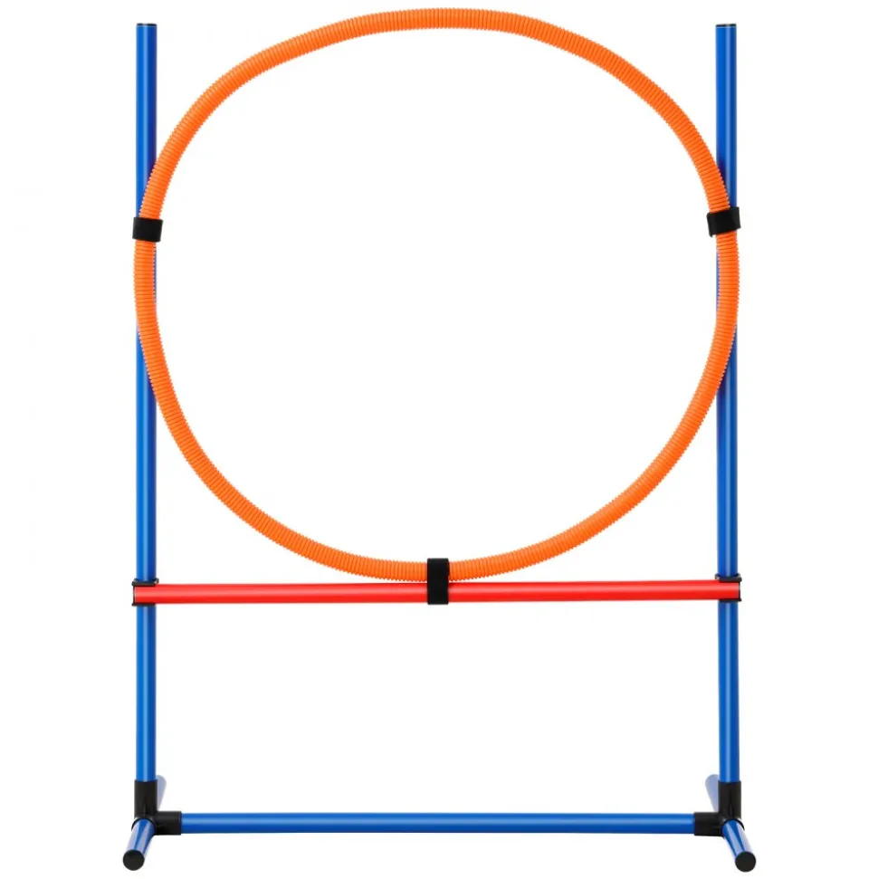 VEVOR Dog Agility Training Equipment, 4 PCS Set - Adjustable High Hurdles and Jump Ring, Puppy Obstacle Course Jump Starter Kit with Poles Storage Bag for Backyard, Indoor, Outdoor