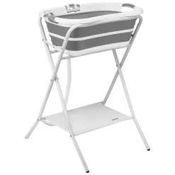 VEVOR Dog Bathtub, Elevated Dog Bath Tub, 2 in 1 Collapsible Pet Bathing Grooming Wash Station, Portable Foldable Space-saving, Built-in Drain Outlet with Drain Hose for Small Pet Cat, Gray & White