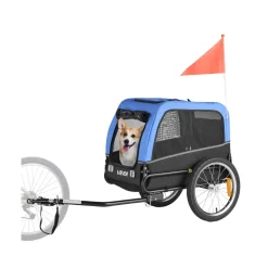 VEVOR Dog Bike Trailer, Supports up to 66 lbs, Pet Cart Bicycle Carrier for Small & Medium Dogs, Easy Folding Frame with Quick Release Wheel, Universal Bicycle Coupler, Reflector, Flag, Internal Leash