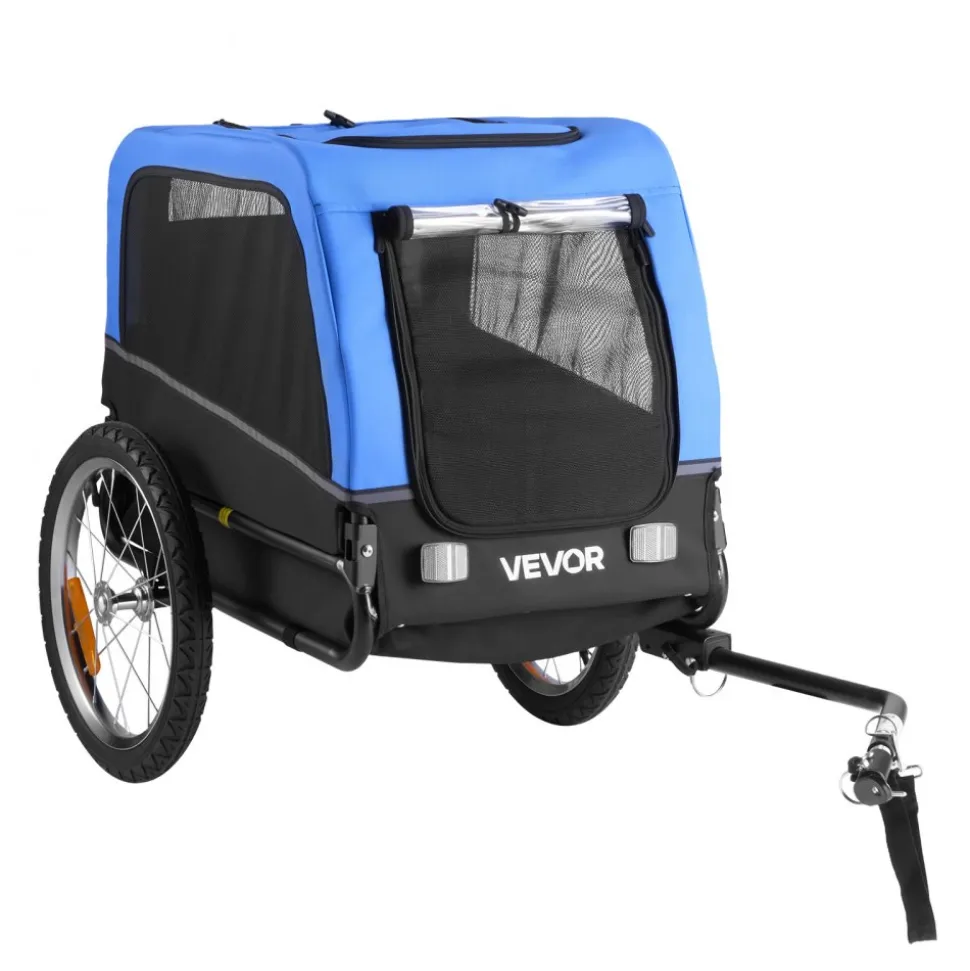 VEVOR Dog Bike Trailer, Supports up to 66 lbs, Pet Cart Bicycle Carrier for Small & Medium Dogs, Easy Folding Frame with Quick Release Wheel, Universal Bicycle Coupler, Reflector, Flag, Internal Leash