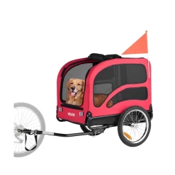 VEVOR Dog Bike Trailer, Supports up to 100 lbs, Pet Cart Bicycle Carrier for Small & Large Dogs, Easy Folding Frame with Quick Release Wheel, Universal Bicycle Coupler, Reflector, Flag, Internal Leash