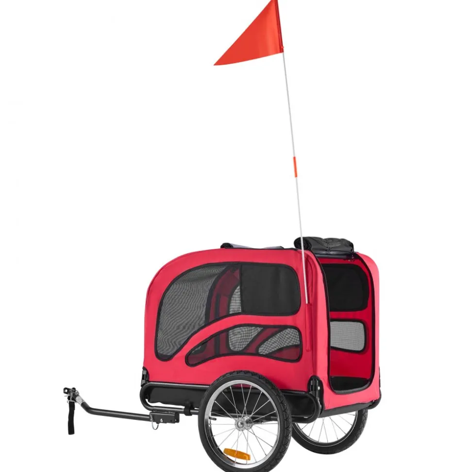 VEVOR Dog Bike Trailer, Supports up to 100 lbs, Pet Cart Bicycle Carrier for Small & Large Dogs, Easy Folding Frame with Quick Release Wheel, Universal Bicycle Coupler, Reflector, Flag, Internal Leash
