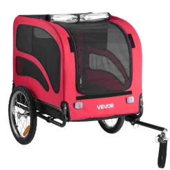 VEVOR Dog Bike Trailer, Supports up to 100 lbs, Pet Cart Bicycle Carrier for Small & Large Dogs, Easy Folding Frame with Quick Release Wheel, Universal Bicycle Coupler, Reflector, Flag, Internal Leash