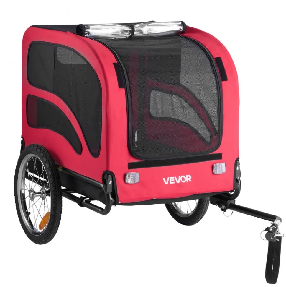 VEVOR Dog Bike Trailer, Supports up to 100 lbs, Pet Cart Bicycle Carrier for Small & Large Dogs, Easy Folding Frame with Quick Release Wheel, Universal Bicycle Coupler, Reflector, Flag, Internal Leash