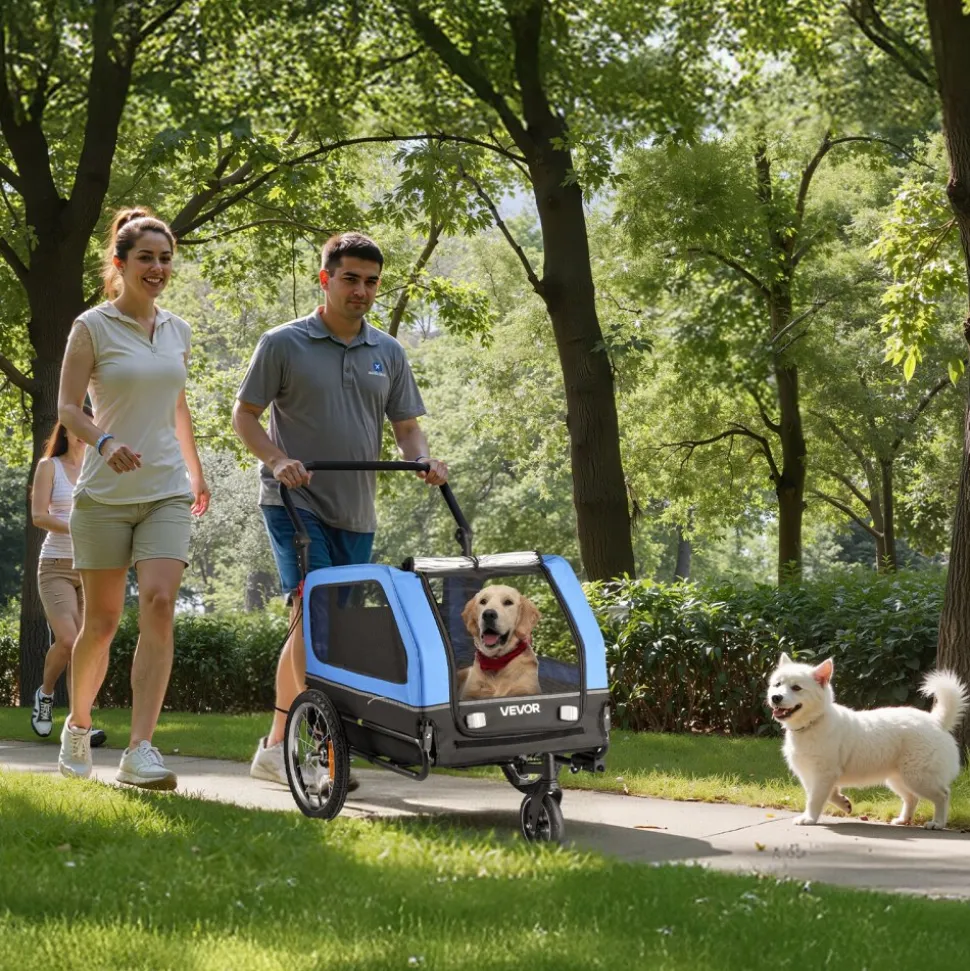 VEVOR Dog Bike Trailer, Supports up to 88 lbs, 2-in-1 Pet Stroller Cart Bicycle Carrier for Small & Large Dogs, Easy Folding Frame with Quick Release Wheel, Universal Bicycle Coupler, Internal Leash