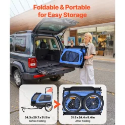 VEVOR Dog Bike Trailer, Supports up to 88 lbs, 2-in-1 Pet Stroller Cart Bicycle Carrier for Small & Large Dogs, Easy Folding Frame with Quick Release Wheel, Universal Bicycle Coupler, Internal Leash