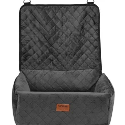 VEVOR Dog Car Seat, Dog Booster Seat for Car with A Storage Pocket, Pet Car Seat with Clip-On Safety Leash, Sponge Filling, Dog Car Bed for Medium & Large Dog up to 55 lbs, Gray