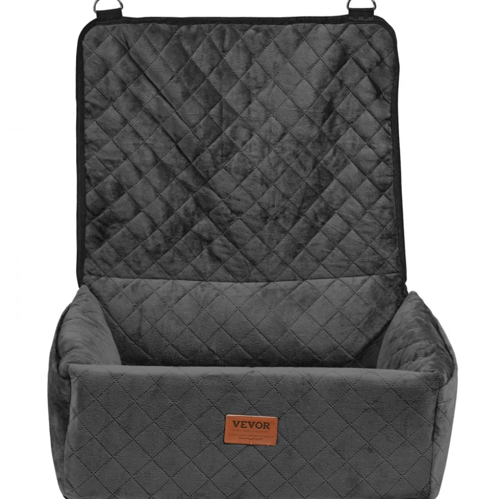 VEVOR Dog Car Seat, Dog Booster Seat for Car with A Storage Pocket, Pet Car Seat with Clip-On Safety Leash, Sponge Filling, Dog Car Bed for Medium & Large Dog up to 55 lbs, Gray