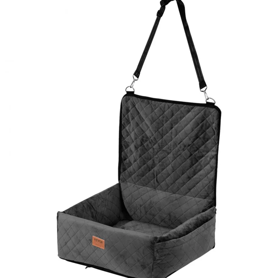 VEVOR Dog Car Seat, Dog Booster Seat for Car with A Storage Pocket, Pet Car Seat with Clip-On Safety Leash, Sponge Filling, Dog Car Bed for Medium & Large Dog up to 55 lbs, Gray