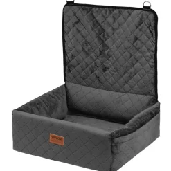 VEVOR Dog Car Seat, Dog Booster Seat for Car with A Storage Pocket, Pet Car Seat with Clip-On Safety Leash, Sponge Filling, Dog Car Bed for Medium & Large Dog up to 55 lbs, Gray