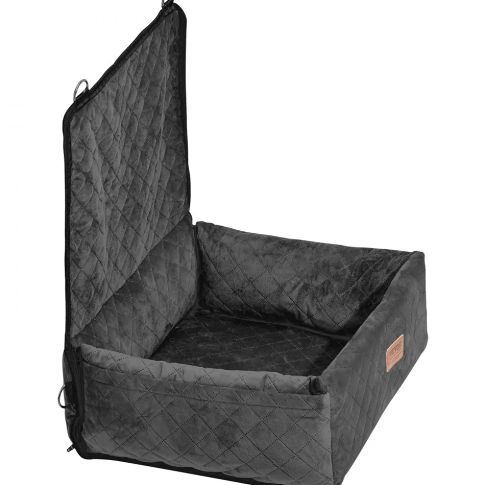 VEVOR Dog Car Seat, Dog Booster Seat for Car with A Storage Pocket, Pet Car Seat with Clip-On Safety Leash, Sponge Filling, Dog Car Bed for Medium & Large Dog up to 55 lbs, Gray