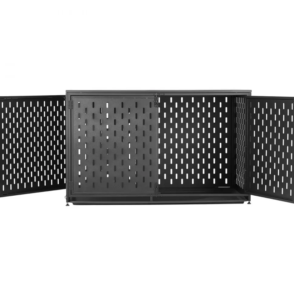 VEVOR Dog Crate Furniture, 48 Inch Heavy Duty Dog Kennel Furniture Indoor for Large Dogs, Sturdy Steel Decorative Pet Cage House End Table with 3 Doors, Detachable Tray & Escape-Proof Locks, Black