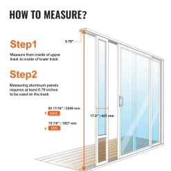 VEVOR Dog Door for Sliding Glass Door, 75 7/8"-80 11/16" Adjustable Height Doggy Door for Sliding Doors, Aluminum Frame Tempered Glass Pet Door with Hinge Structure Flap and Lock for Large-Sized Dogs