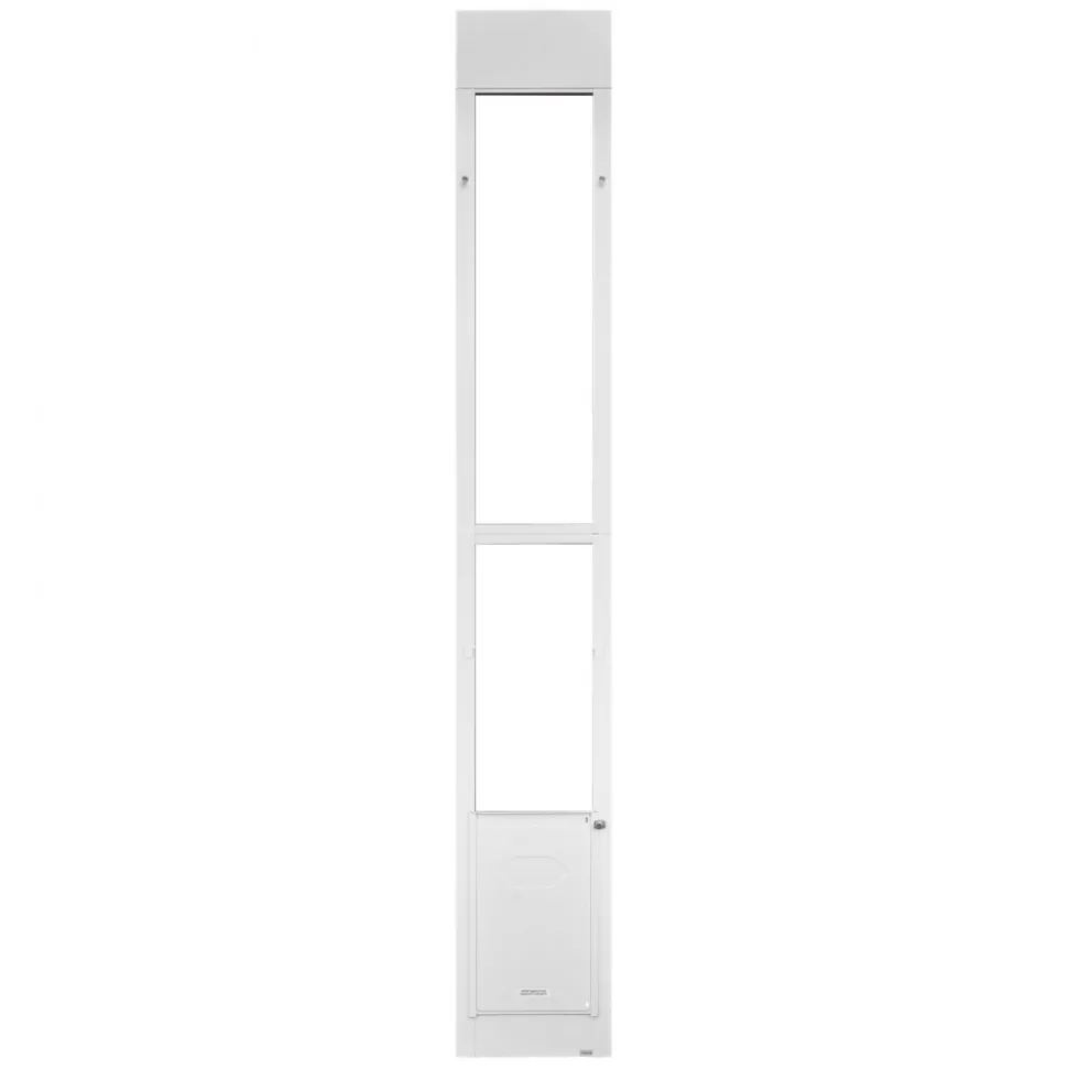 VEVOR Dog Door for Sliding Glass Door, 91 to 96 in Adjustable Height, Aluminum Alloy Frame with Metal Rotating Hinges, Lock Design, 10 1/4 x 16 1/4 in Flap, Sliding Glass Pet Door for Renters