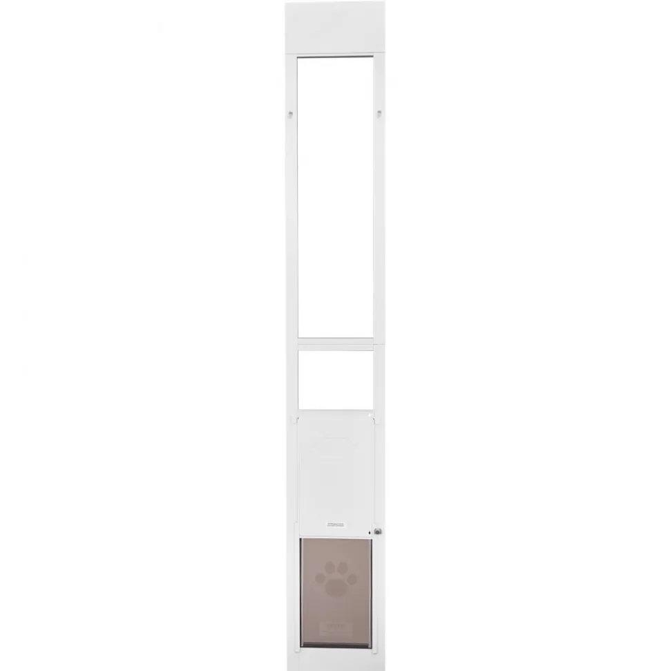 VEVOR Dog Door for Sliding Glass Door, 91 to 96 in Adjustable Height, Aluminum Alloy Frame with Metal Rotating Hinges, Lock Design, 10 1/4 x 16 1/4 in Flap, Sliding Glass Pet Door for Renters