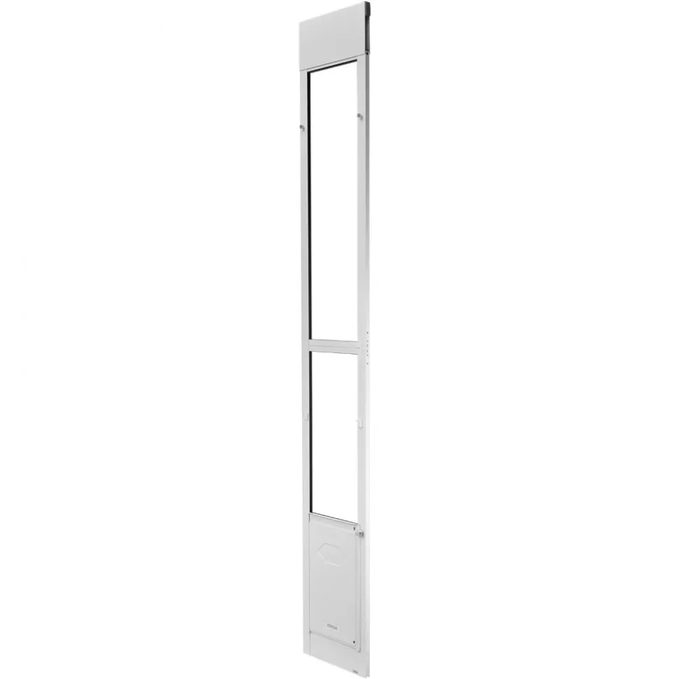 VEVOR Dog Door for Sliding Glass Door, 91 to 96 in Adjustable Height, Aluminum Alloy Frame with Metal Rotating Hinges, Lock Design, 10 1/4 x 16 1/4 in Flap, Sliding Glass Pet Door for Renters
