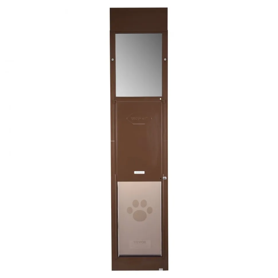 VEVOR Dog Door for Sliding Glass Door, 75 7/8 to 80 11/16 in Adjustable Height, Aluminum Alloy Frame with Rotating Hinges, Lock Design, 13 5/8 x 23 5/8 in Flap, Sliding Glass Pet Door for Renters