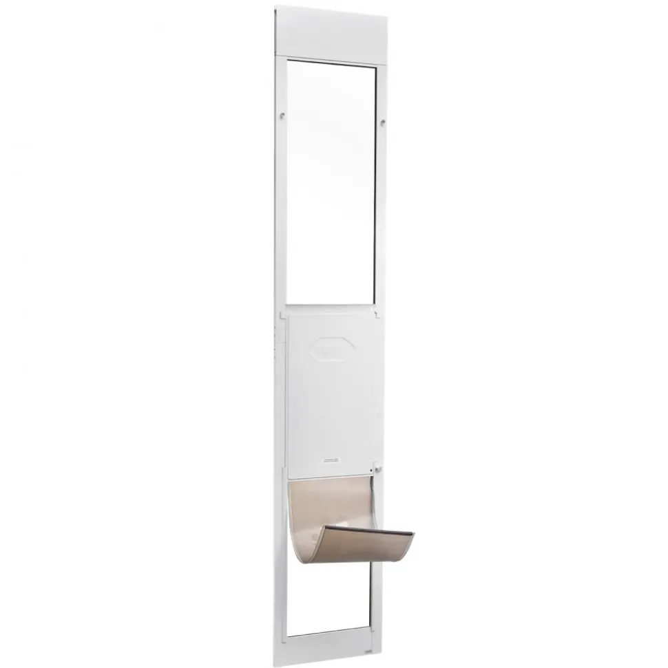 VEVOR Dog Door for Sliding Glass Door, 91 to 96 in Adjustable Height, Aluminum Alloy Frame with Metal Rotating Hinges, Lock Design, 13 5/8 x 23 5/8 in Flap, Sliding Glass Pet Door for Renters