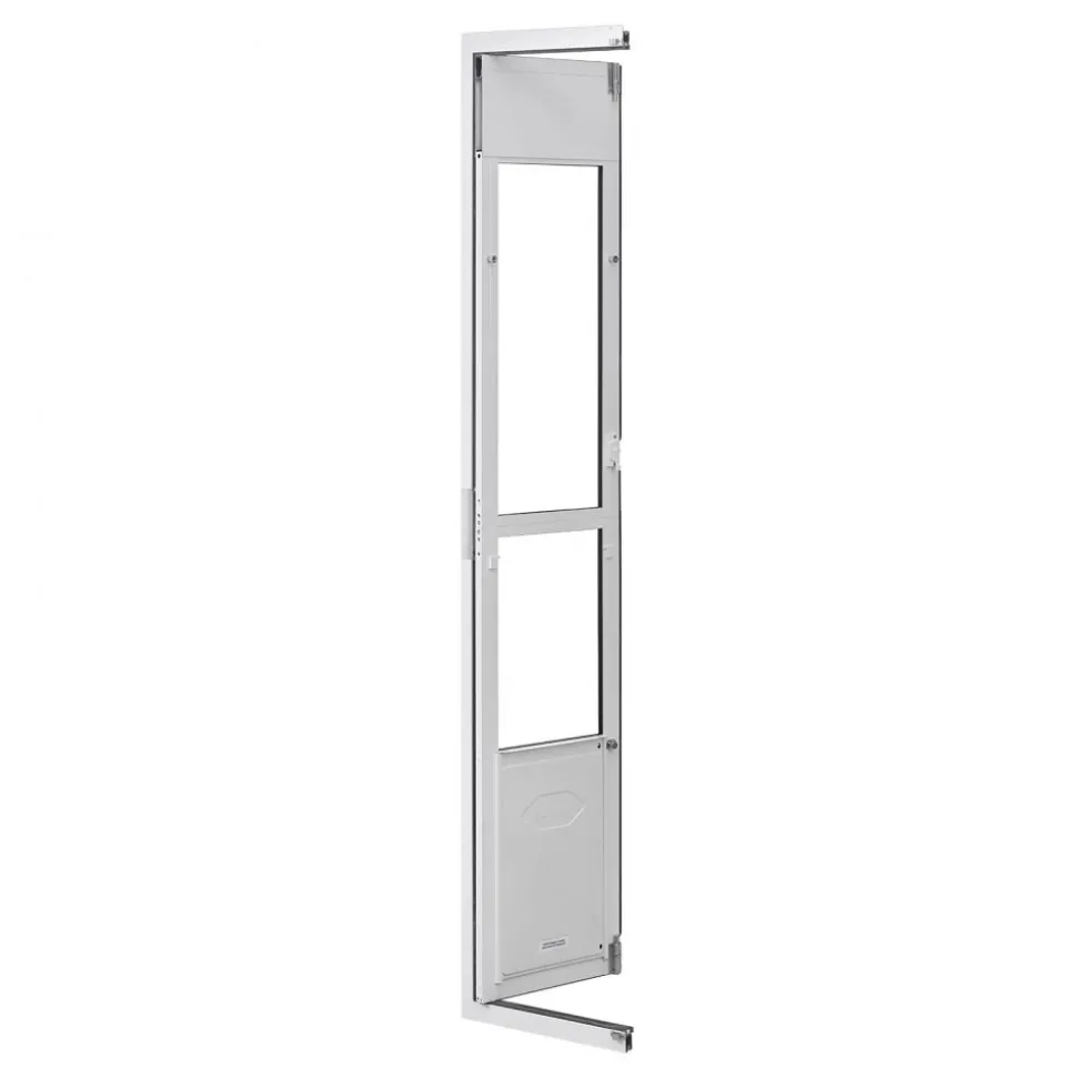 VEVOR Dog Door for Sliding Glass Door, 75 7/8" to 80 11/16" Adjustable Height, Aluminum Alloy Frame with 3-Layer Flap and Rotating Hinge, for Extra Large-Sized Dogs, Sliding Glass Pet Doors for Renter