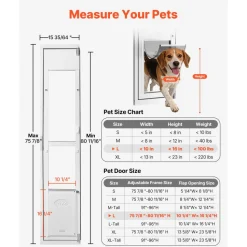 VEVOR Dog Door for Sliding Glass Door, 75 7/8