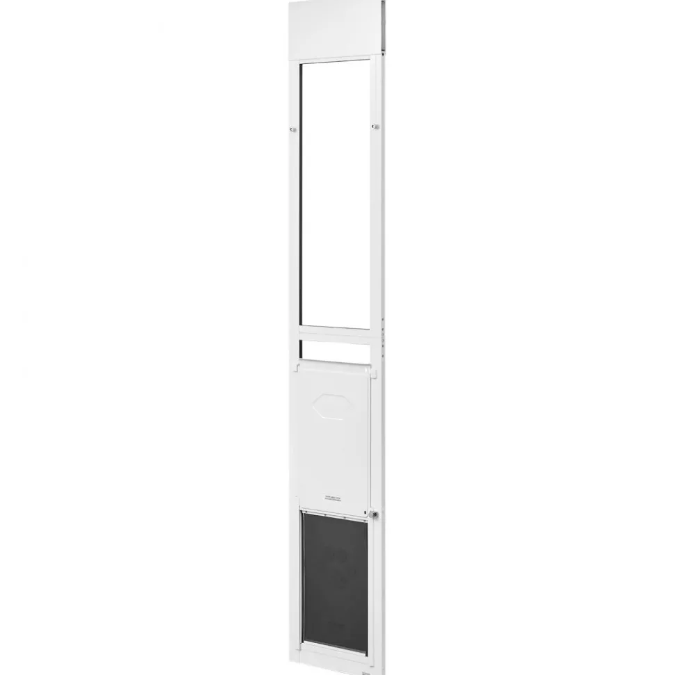 VEVOR Dog Door for Sliding Glass Door, 75 7/8" to 80 11/16" Adjustable Height, Aluminum Alloy Frame with Flap and Rotating Hinge, Lock Design, for Large-Sized Dogs, Sliding Glass Pet Doors for Renters