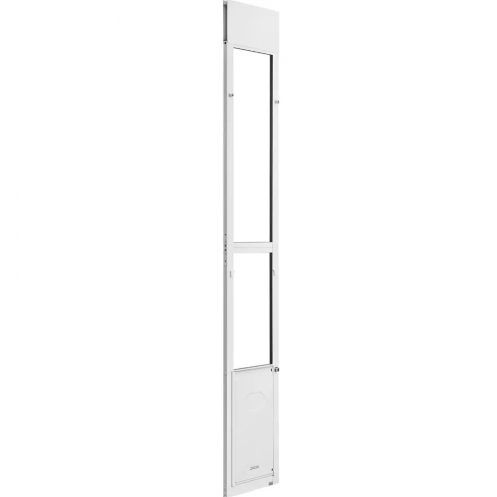 VEVOR Dog Door for Sliding Glass Door, 75 7/8" to 80 11/16" Adjustable Height, Aluminum Alloy Frame with Flap and Rotating Hinge, Lock Design, for Large-Sized Dogs, Sliding Glass Pet Doors for Renters