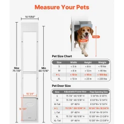 VEVOR Dog Door for Sliding Glass Door, 75 7/8