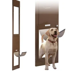 VEVOR Dog Door for Sliding Glass Door, 75 7/8 to 80 11/16 in Adjustable Height, Aluminum Alloy Frame with Rotating Hinges, Lock Design, 10 1/4 x 16 1/4 in Flap, Sliding Glass Pet Door for Renters