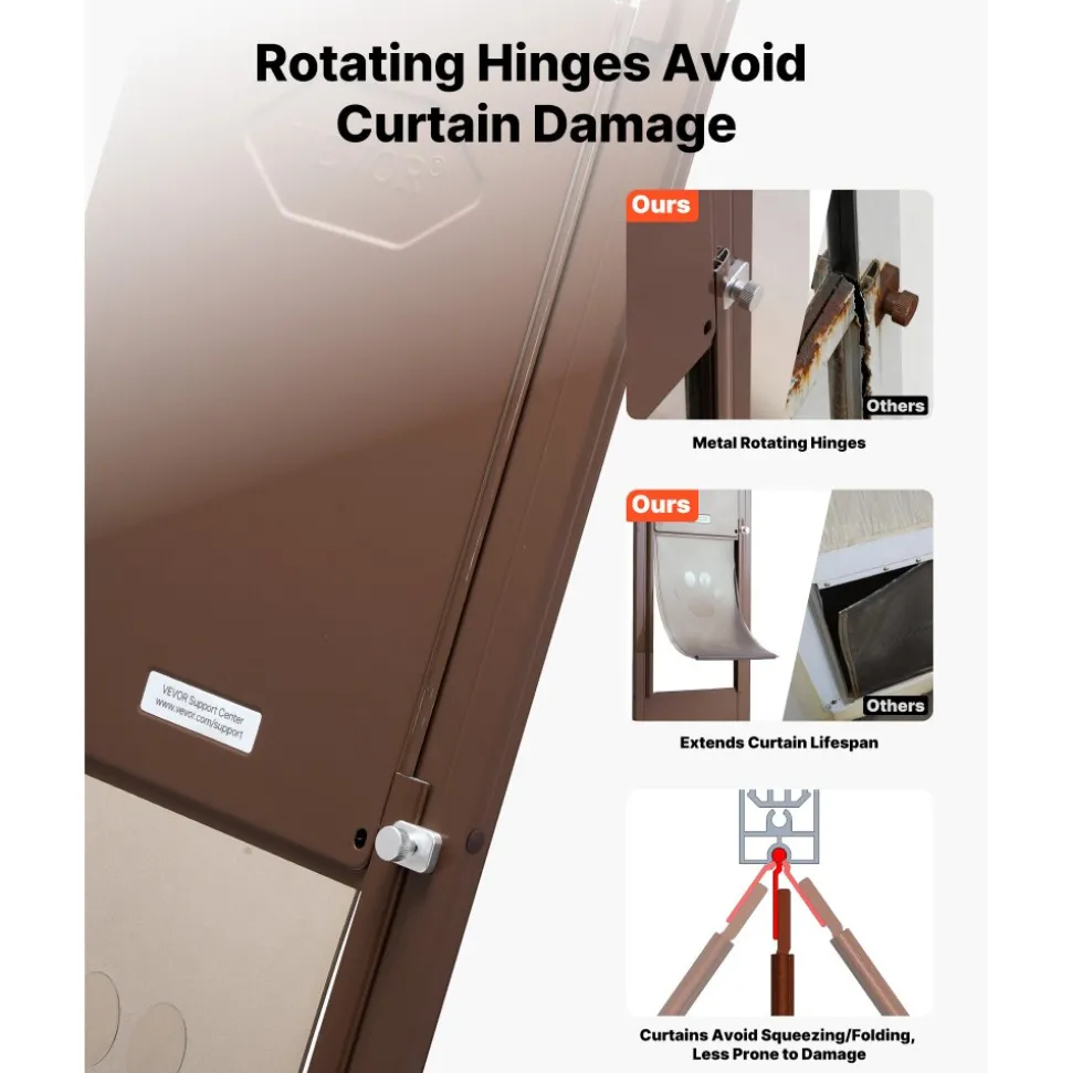 VEVOR Dog Door for Sliding Glass Door, 75 7/8 to 80 11/16 in Adjustable Height, Aluminum Alloy Frame with Rotating Hinges, Lock Design, 10 1/4 x 16 1/4 in Flap, Sliding Glass Pet Door for Renters