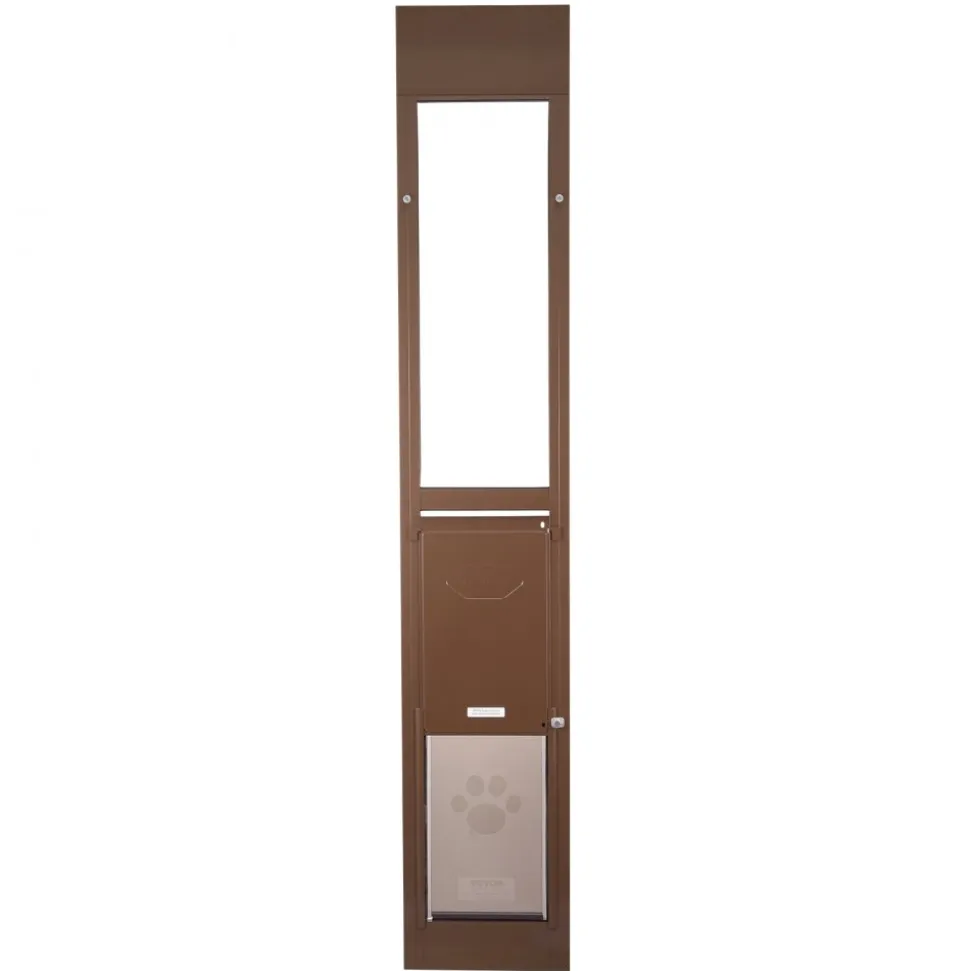 VEVOR Dog Door for Sliding Glass Door, 75 7/8 to 80 11/16 in Adjustable Height, Aluminum Alloy Frame with Rotating Hinges, Lock Design, 10 1/4 x 16 1/4 in Flap, Sliding Glass Pet Door for Renters