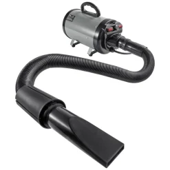 VEVOR Dog Dryer, 2000W/2.7HP Dog Blow Dryer, Pet Grooming Dryer with Adjustable Speed and Temperature Control, Pet Hair Dryer with 4 Nozzles and Extendable Hose, Grey and Black