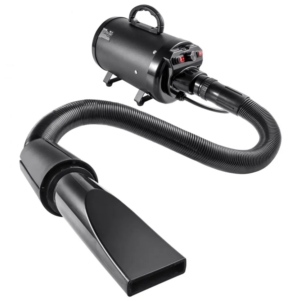 VEVOR Dog Dryer, 2000W/2.7HP Dog Blow Dryer, Pet Grooming Dryer with Adjustable Speed and Temperature Control, Pet Hair Dryer with 4 Nozzles and Extendable Hose, Black