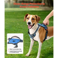 VEVOR Dog Harness for Large Dogs, No Pull Adjustable Dog Vest Pet Harness, with 5ft Leash, Handle, Metal Rings, Buckles, Reflective Stitching 600D Oxford Fabric, for Training, Walking, and Hiking