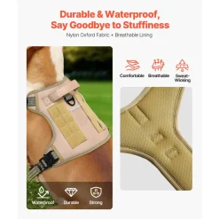 VEVOR Dog Harness for Large Dogs, No Pull Tactical Dog Harness Adjustable Pet Vest, with Handle, Metal Rings, Buckles, Reflective Stitching Nylon Oxford Fabric, for Training, Walking, and Hiking