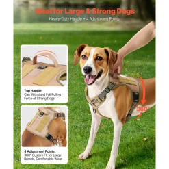 VEVOR Dog Harness for Large Dogs, No Pull Tactical Dog Harness Adjustable Pet Vest, with Handle, Metal Rings, Buckles, Reflective Stitching Nylon Oxford Fabric, for Training, Walking, and Hiking