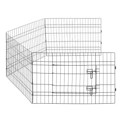 VEVOR Dog Playpen 24 Inch 4 Panels Exercise Pen with Top Cover & Bottom Pad, Indoor Foldable Metal Pet Fence with Door, Heavy Duty Puppy Crate Kennel Pen for Dogs, Cats, and Other Small Animals, Black