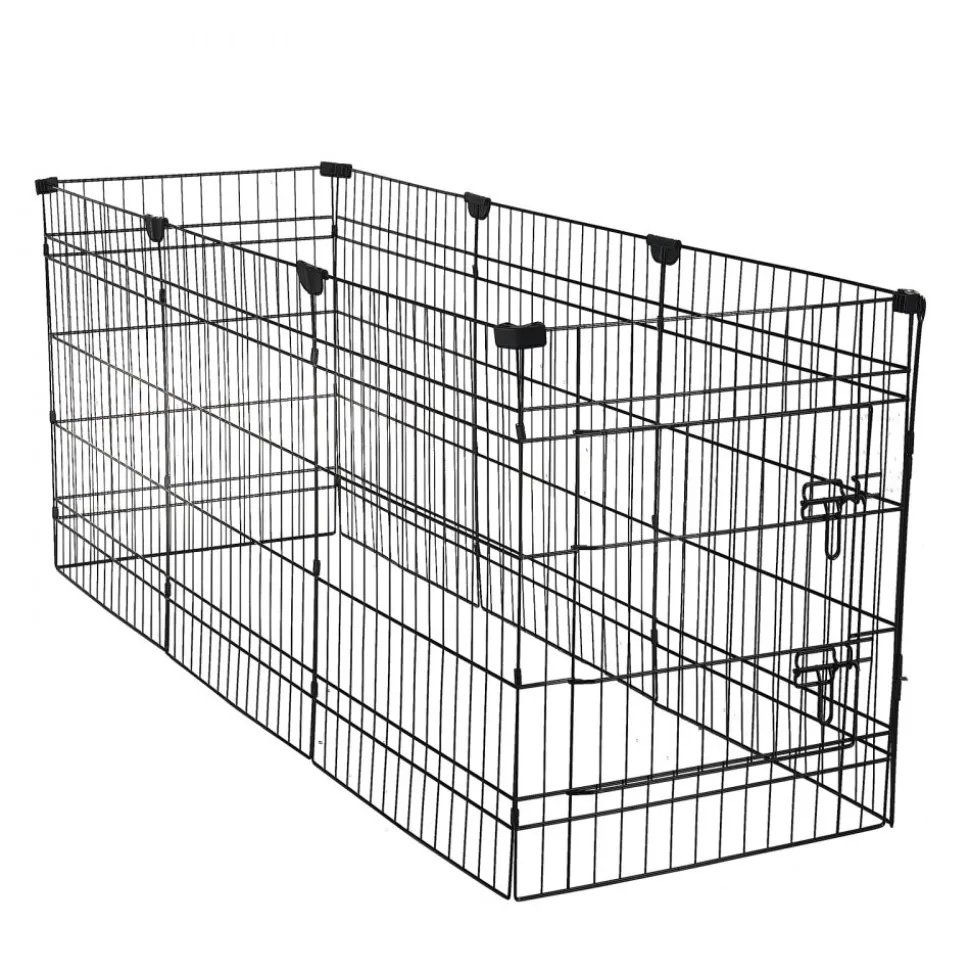 VEVOR Dog Playpen 30 Inch 8 Panels Foldable Exercise Pen with Bottom Pad, Indoor Metal Pet Fence with Door, Heavy Duty Puppy Crate Kennel, Pet Playpen for Dogs, Cats, and Other Small Animals, Black