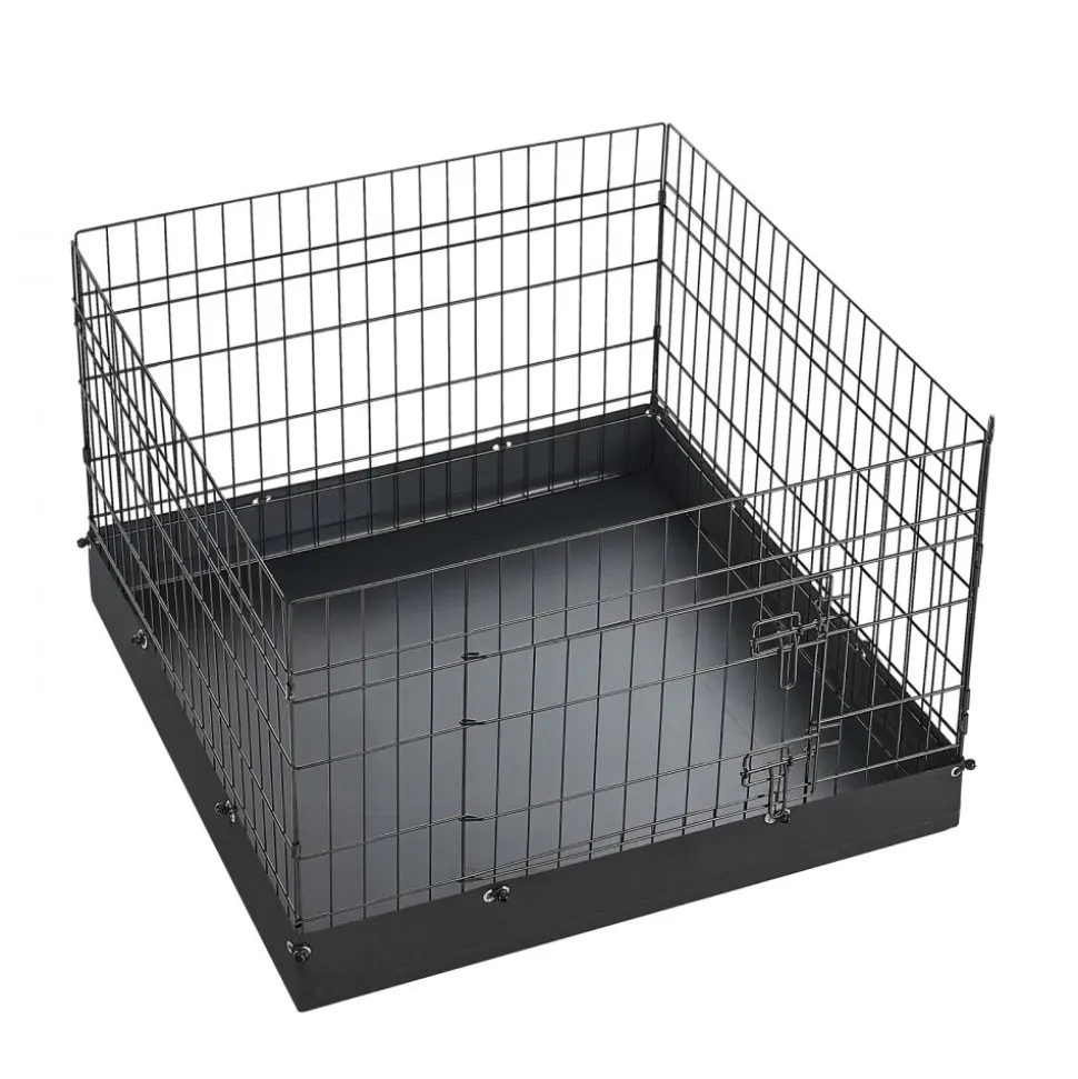 VEVOR Dog Playpen 24 Inch 4 Panels Foldable Exercise Pen with Bottom Pad, Indoor Metal Pet Fence with Door, Heavy Duty Puppy Crate Kennel, Pet Playpen for Dogs, Cats, and Other Small Animals, Black