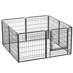 VEVOR Dog Playpen 24 Inch 8 Panels Heavy Duty with Top Cover & Bottom Pad, Indoor Foldable Metal Exercise Pen Pet Fence with Door, Puppy Crate Kennel Pen for Dogs, Cats, and Other Small Animals, Black