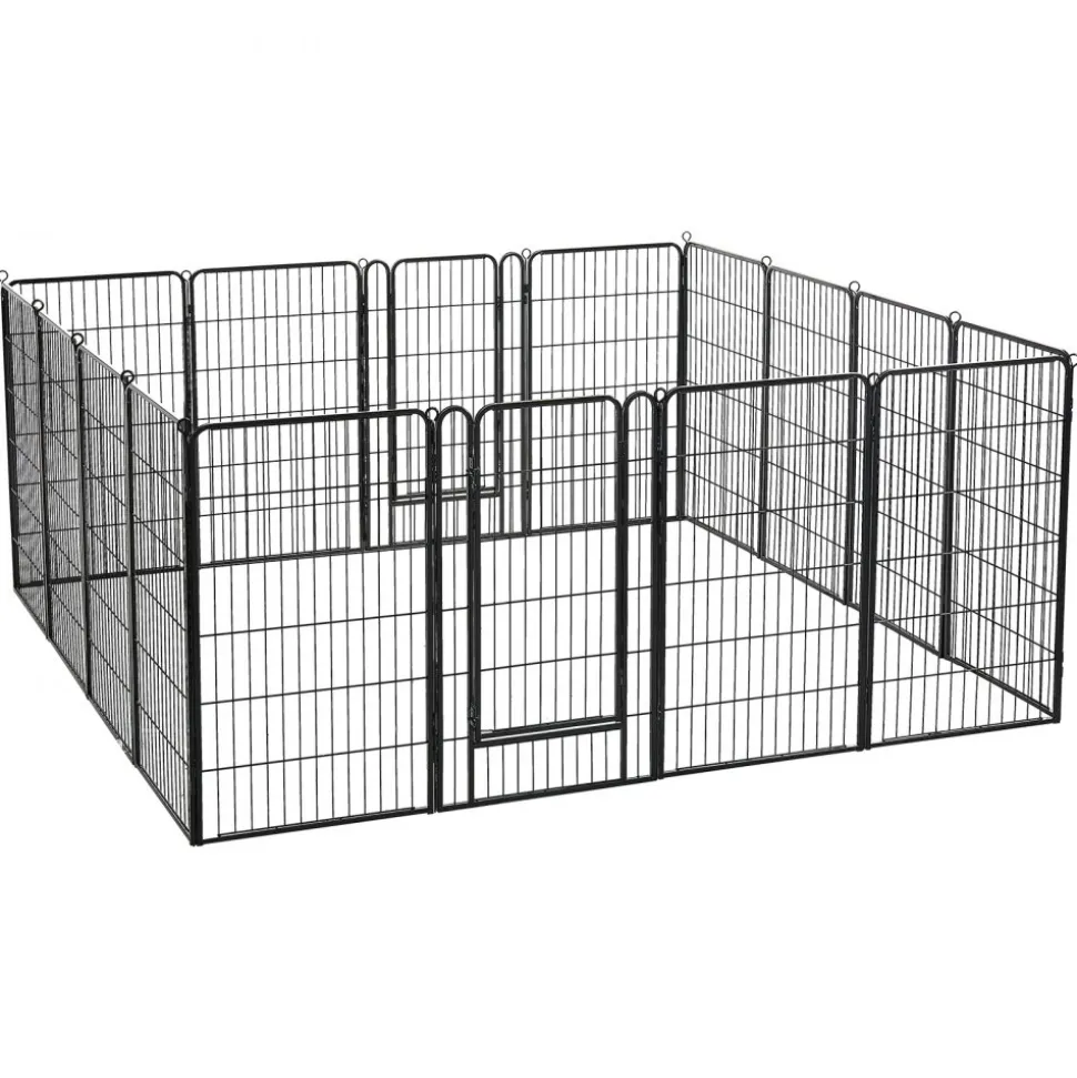 VEVOR Dog Playpen 40 Inch 16 Panels Foldable Metal Exercise Pen Pet Fence, Indoor/Outdoor Heavy Duty Puppy Crate Kennel with Door for Large/Small Dogs and Cats, Portable for RV Camping, Yard, Black