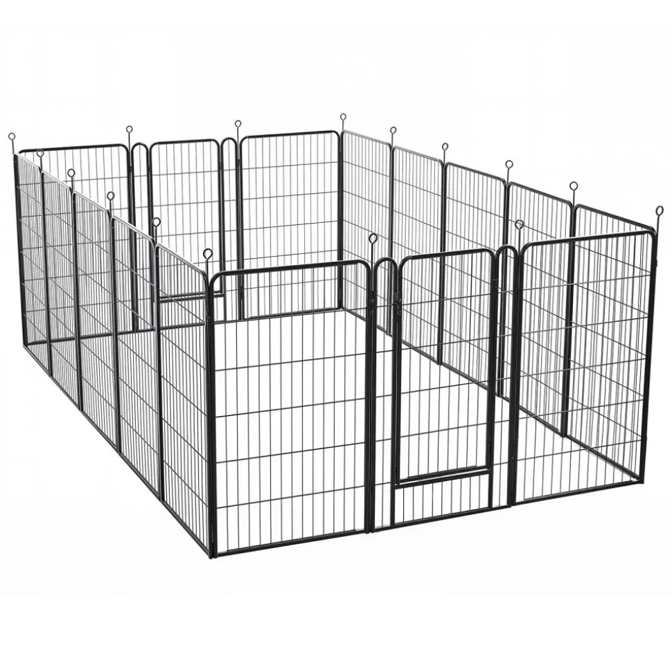 VEVOR Dog Playpen 40 Inch 16 Panels Foldable Metal Exercise Pen Pet Fence, Indoor/Outdoor Heavy Duty Puppy Crate Kennel with Door for Large/Small Dogs and Cats, Portable for RV Camping, Yard, Black