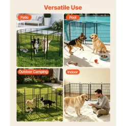 VEVOR Dog Playpen 40 Inch 16 Panels Foldable Metal Exercise Pen Pet Fence, Indoor/Outdoor Heavy Duty Puppy Crate Kennel with Door for Large/Small Dogs and Cats, Portable for RV Camping, Yard, Black