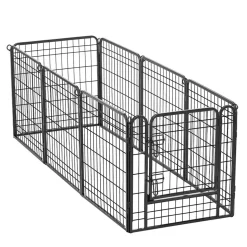 VEVOR Dog Playpen 24 Inch 8 Panels Foldable Exercise Pen with Bottom Pad, Indoor Metal Pet Fence with Door, Heavy Duty Puppy Crate Kennel, Pet Playpen for Dogs, Cats, and Other Small Animals, Black