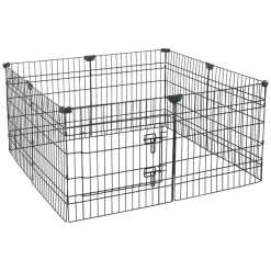 VEVOR Dog Playpen 24 Inch 8 Panels Heavy Duty Exercise Pen with Bottom Pad, Indoor Foldable Metal Pet Fence with Door, Puppy Crate Kennel, Pet Playpen for Dogs, Cats, and Other Small Animals, Black